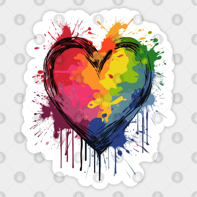 Paint Splatter Rainbow Heart Sticker by WarFX Designs